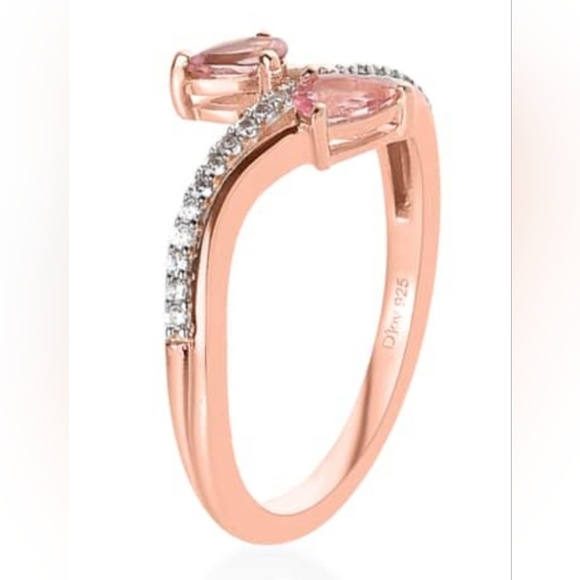 Authentic Morro Redondo Pink Tourmaline, White Zircon Ring Rose Gold/925 Sz 6! - Picture 5 of 6